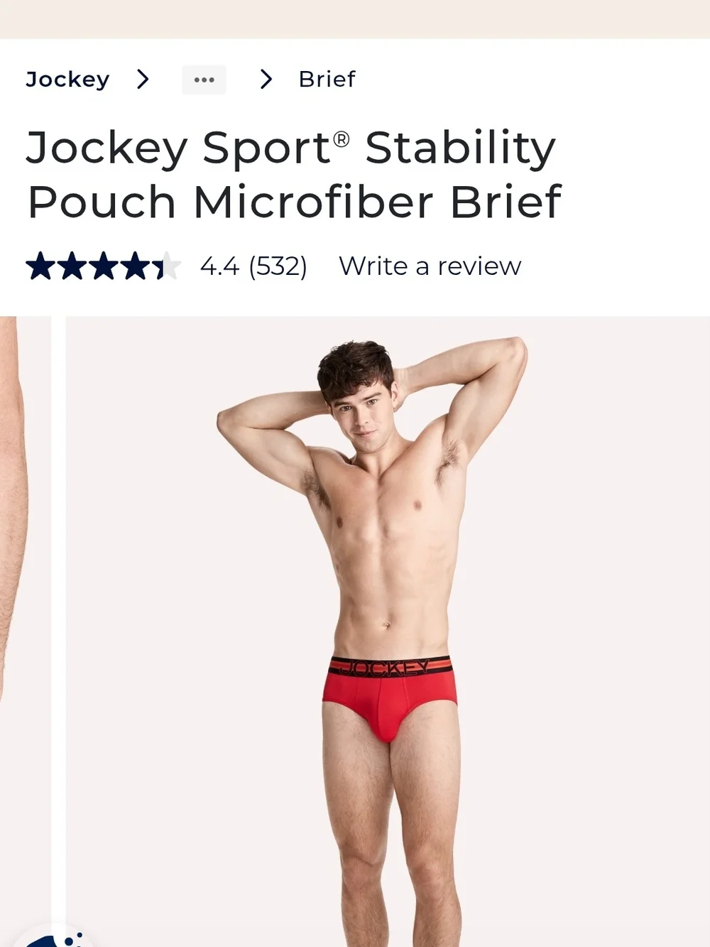 Jockey Sport Red Microfiber Brief with Stability Pouch XXL (44-46) Paisley Red